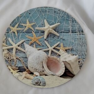 New Round Wall Hanging Art  Sign Ocean Seashells